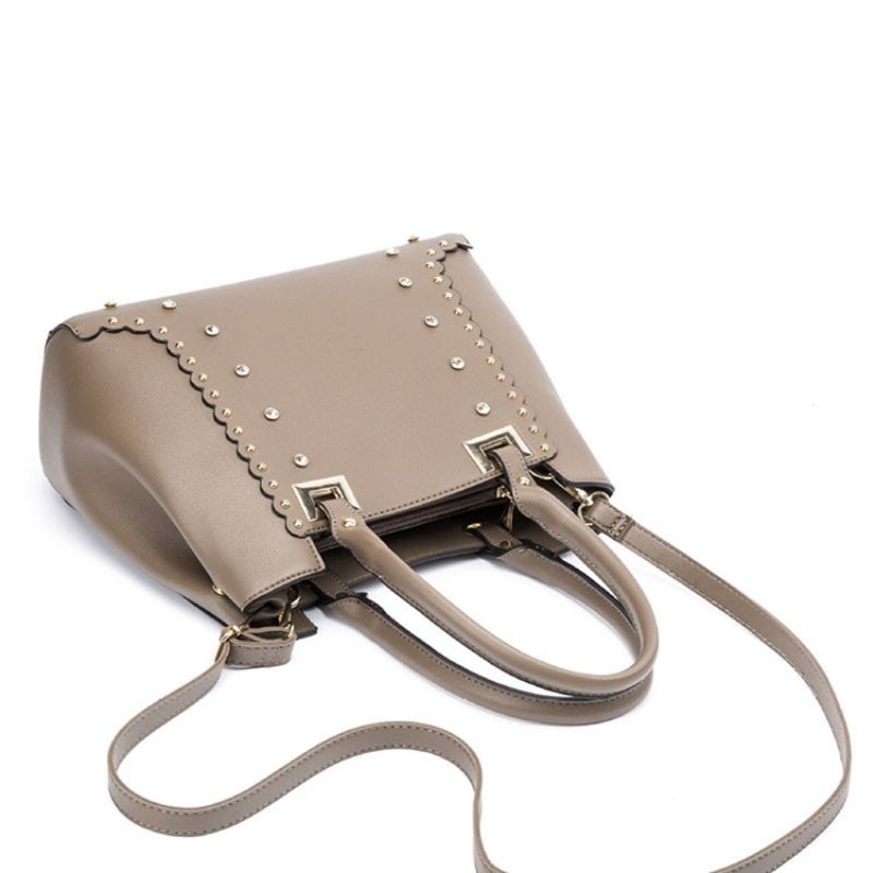 Pu Rivet Plain Rectangle Tote Bag Sety