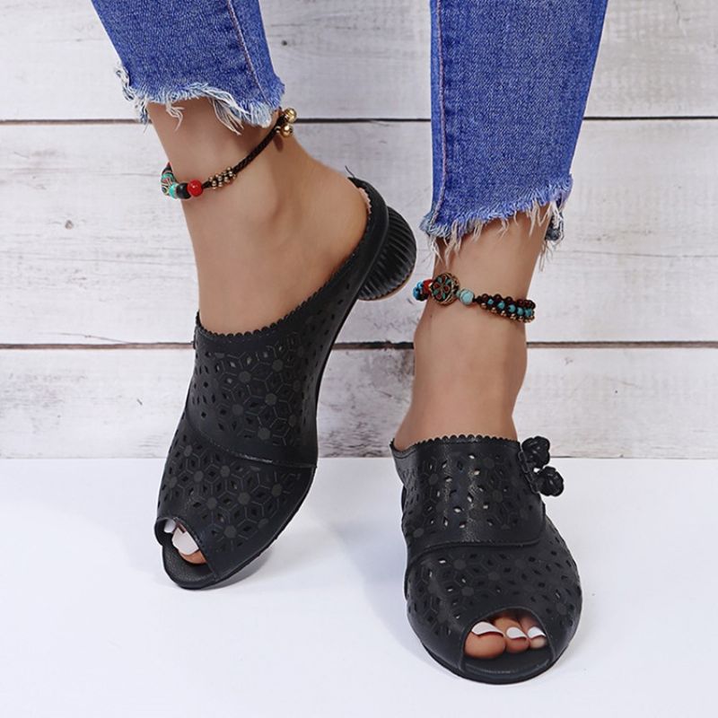 Dámské Pantofle Na Robustním Podpatku Slip-on Flip Flop