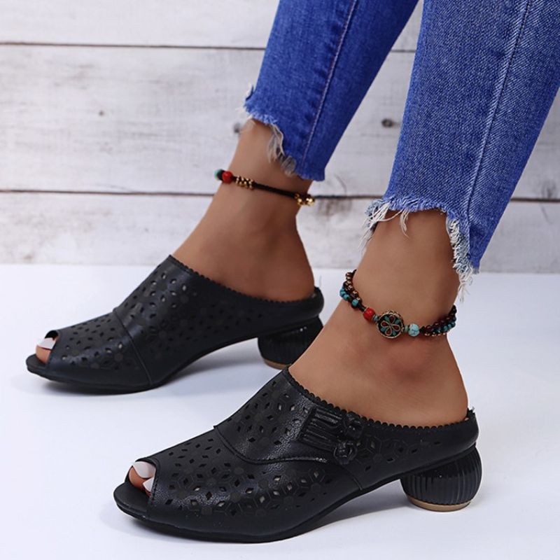 Dámské Pantofle Na Robustním Podpatku Slip-on Flip Flop