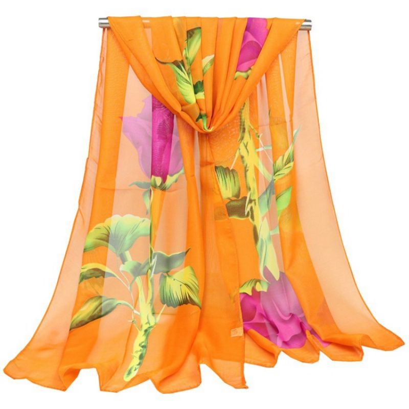 Elegantní Růžový Šifonový Dámský Šátek