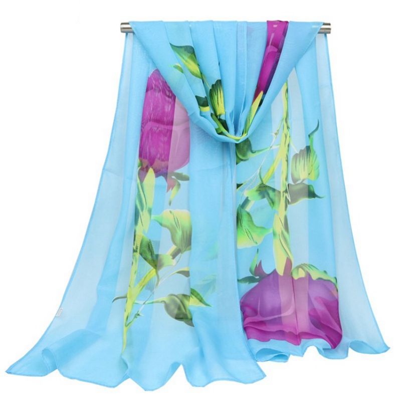Elegantní Růžový Šifonový Dámský Šátek