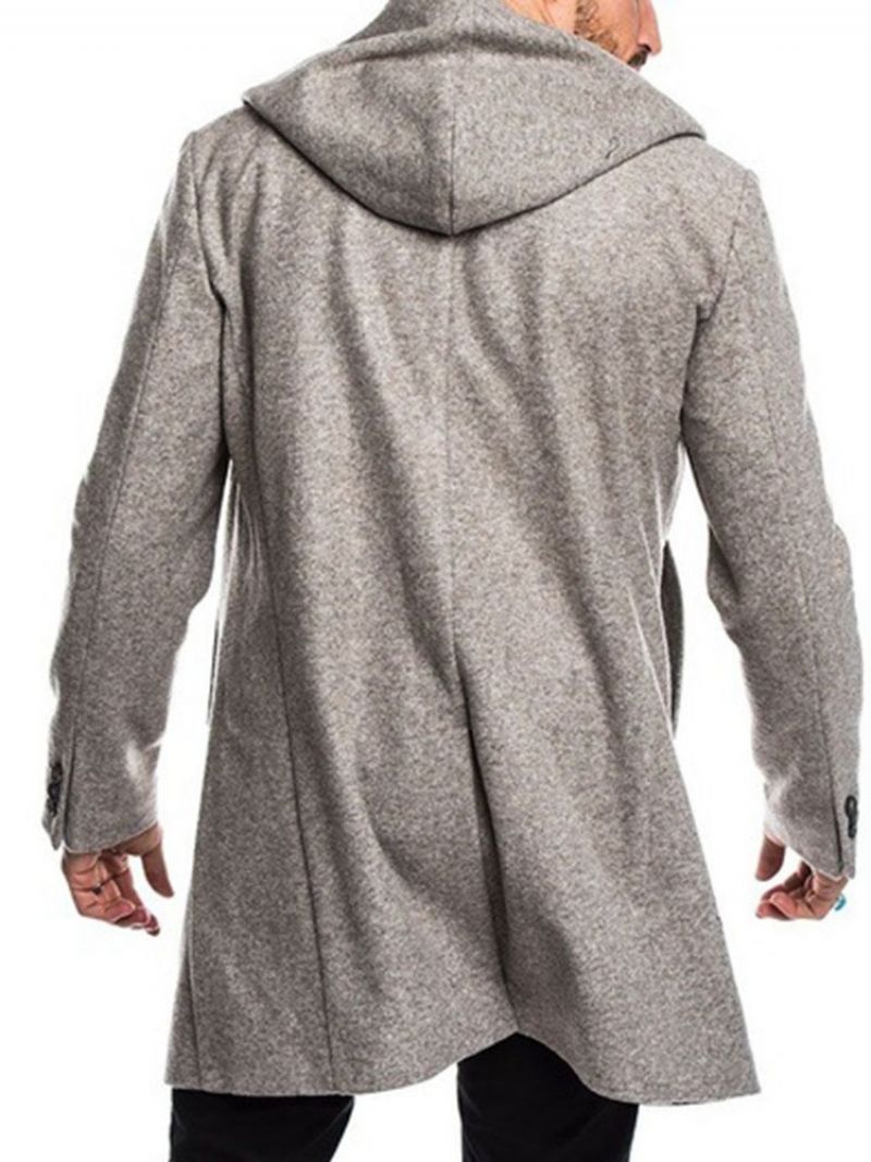 Jednořadý Dvouřadý Pánský Kabát S Kapucí Na Knoflíky