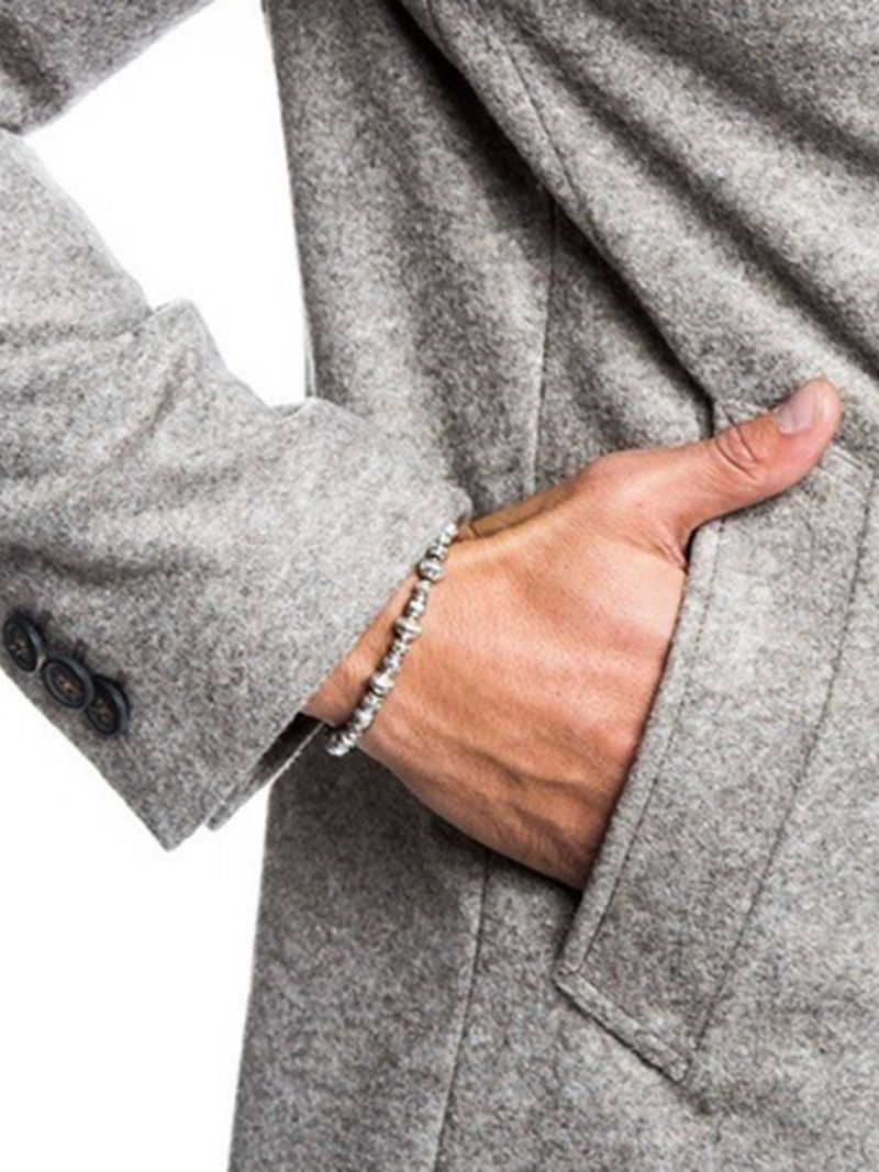 Jednořadý Dvouřadý Pánský Kabát S Kapucí Na Knoflíky