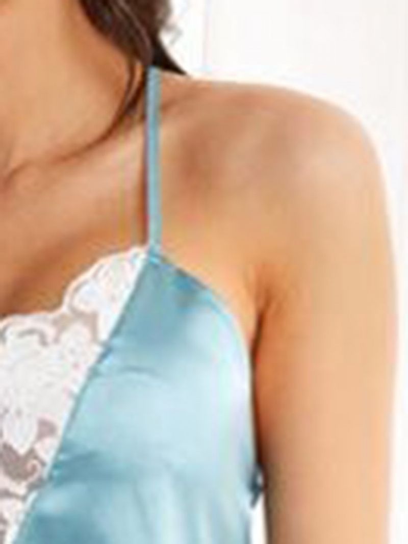 Dámské Saténové Pyžamové Košilky Color Block Lace