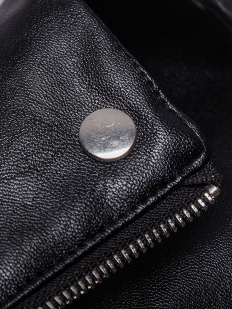 Módní Kožená Bunda Se Standardní Klopou Na Zip