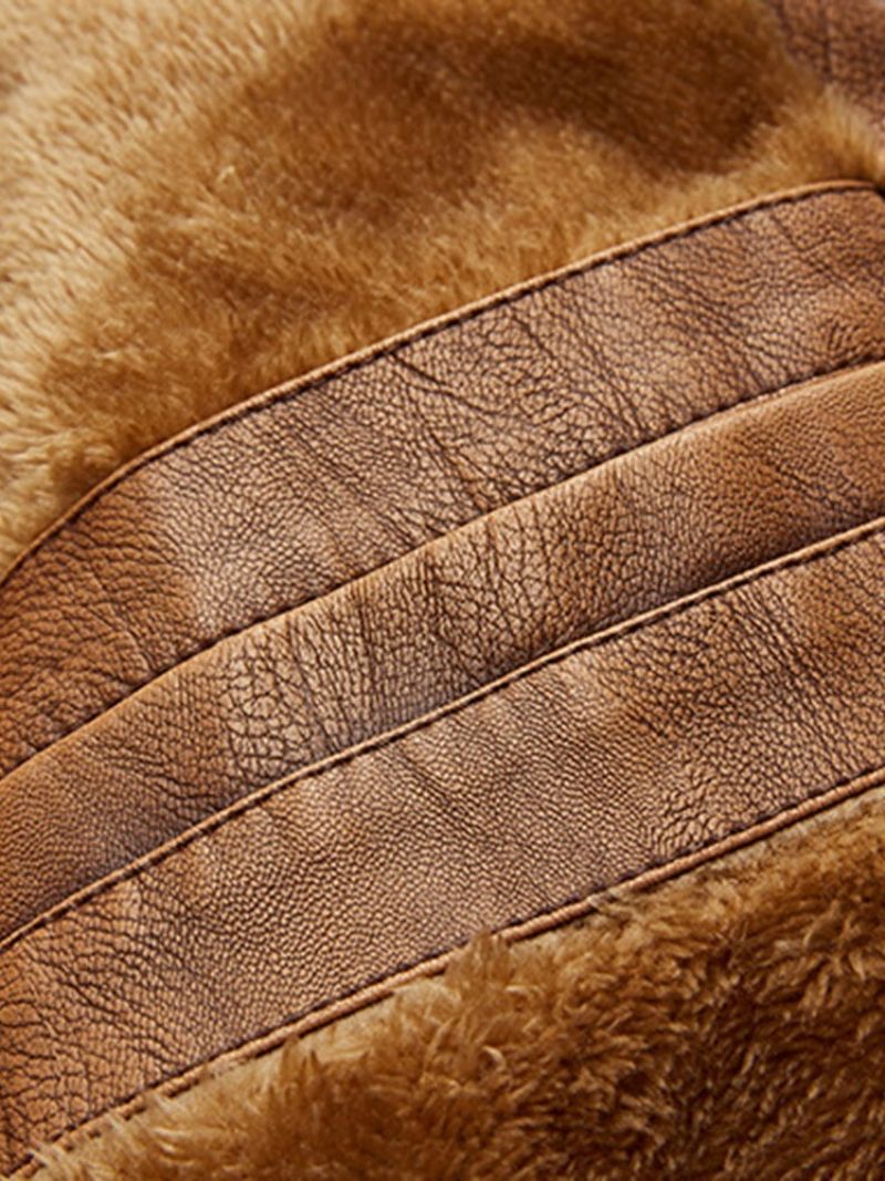 Stand Collar Plain Standard Zimní Evropská Kožená Bunda