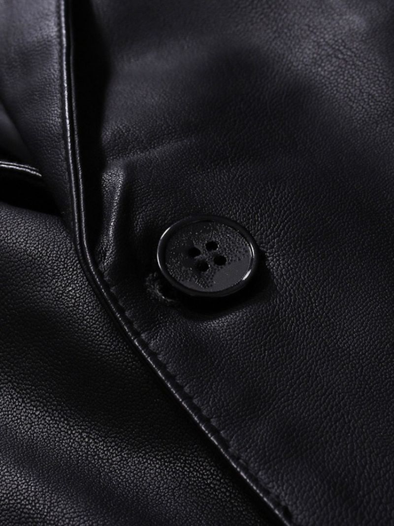 Standardní Pánská Kožená Bunda Slim One Button Lapel