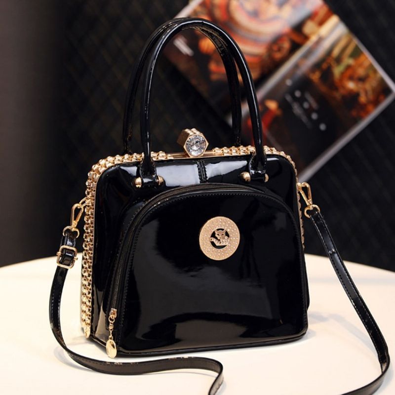 Pu Plain Diamond Shell Tote Bag