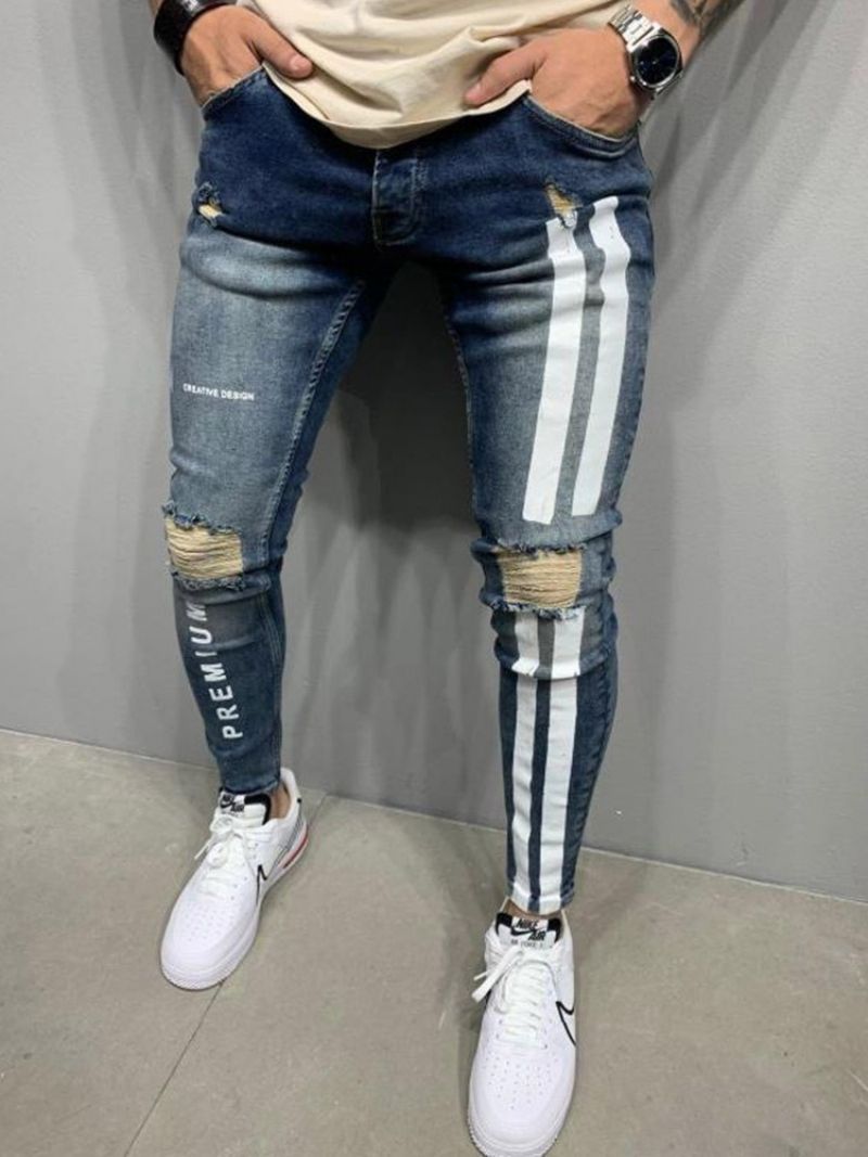 Letter Zip Pencil Kalhoty S Vysokým Pasem Na Zip Pánské Džíny