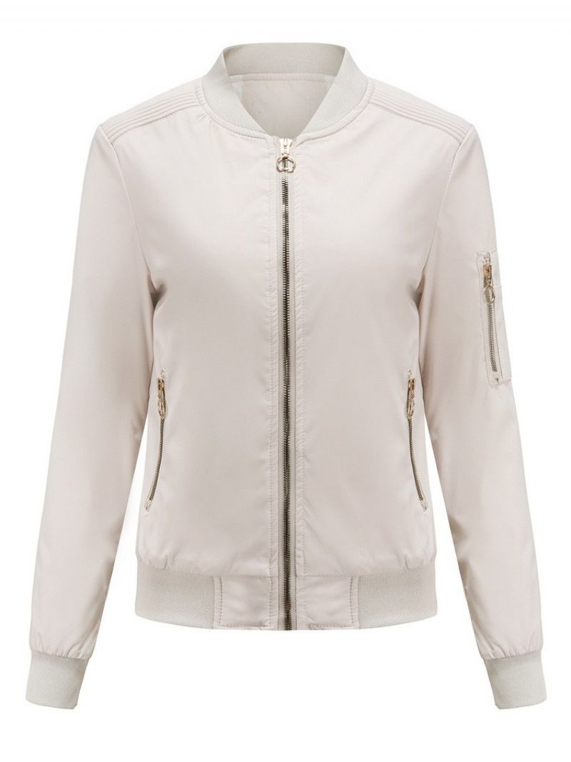 Standardní Běžná Bunda Slim Zip S Dlouhým Rukávem
