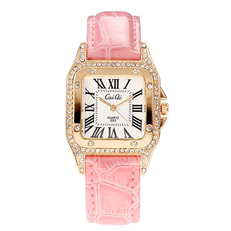 Dámské Hodinky Square Diamante Pu