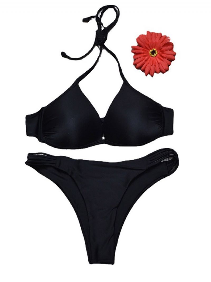 Černý Tankini Set Sexy Šněrovací Plavky