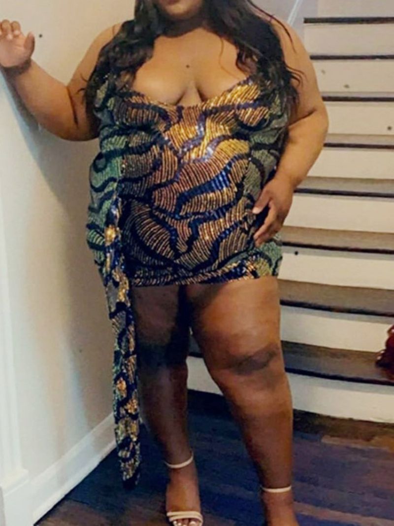 Flitry Nad Kolena Bez Rukávů Western Bodycon Šaty Plus Velikosti