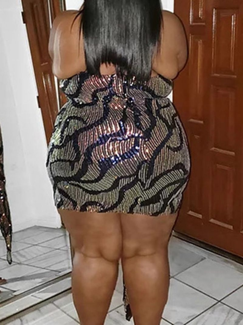 Flitry Nad Kolena Bez Rukávů Western Bodycon Šaty Plus Velikosti
