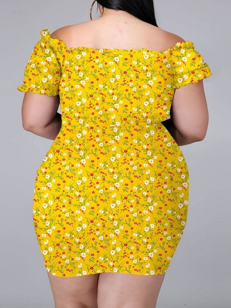 Potisk Nad Kolena S Krátkým Rukávem Bodycon Pullover Floral Bodycon Dress Plus Size