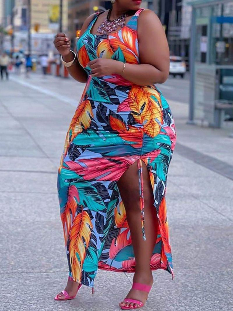 Vytisknout Lopatkový Svetr Bez Rukávů Bodycon Dress Plus Size