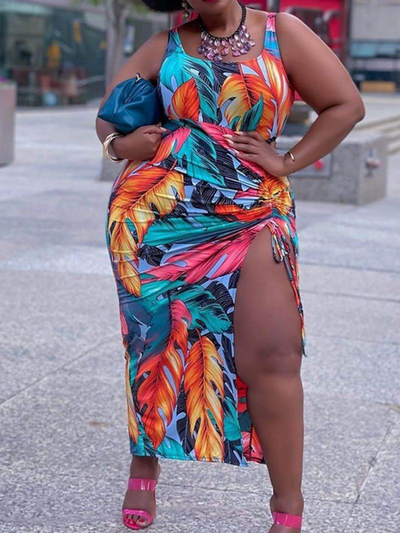 Vytisknout Lopatkový Svetr Bez Rukávů Bodycon Dress Plus Size
