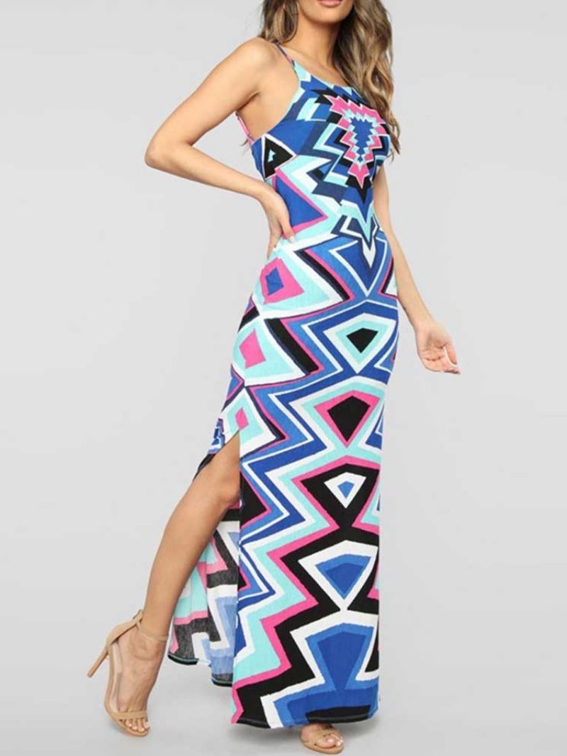 Africké Módní Bodycon Šaty Bez Rukávů Dlouhé Ke Kotníkům