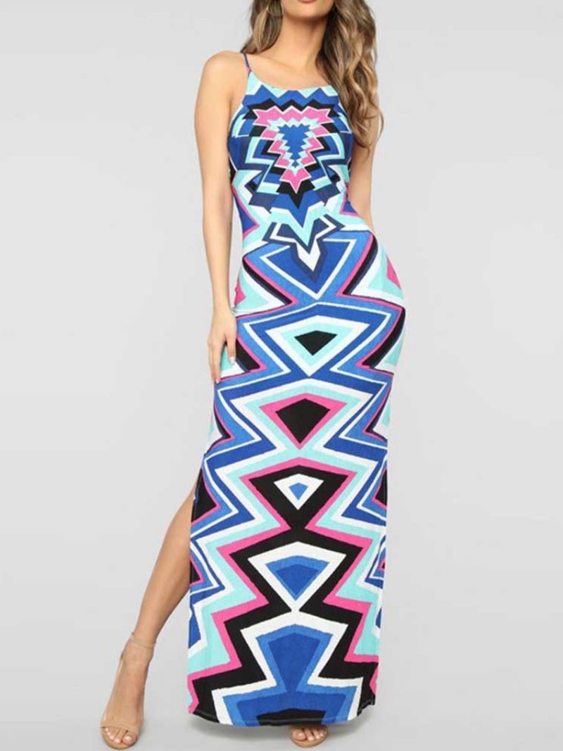 Africké Módní Bodycon Šaty Bez Rukávů Dlouhé Ke Kotníkům