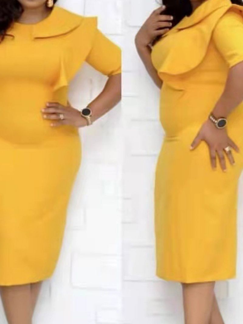 Letní Šaty Falbala Bodycon Do Půli Lýtek