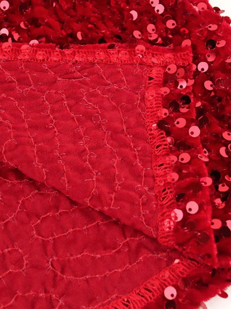 Módní Bodycon Šaty S Flitry Do Poloviny Lýtek S Volánkovým Rukávem