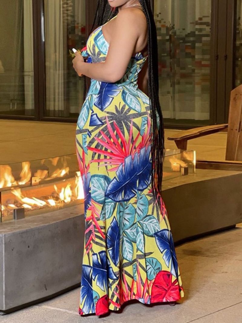 Módní Bodycon Šaty S Potiskem Bez Rukávů S Výstřihem Do V