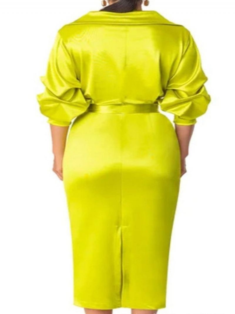 Pulovr S Klopou Do Poloviny Lýtek Tříčtvrteční Rukáv Bodycon Šaty S Vysokým Pasem