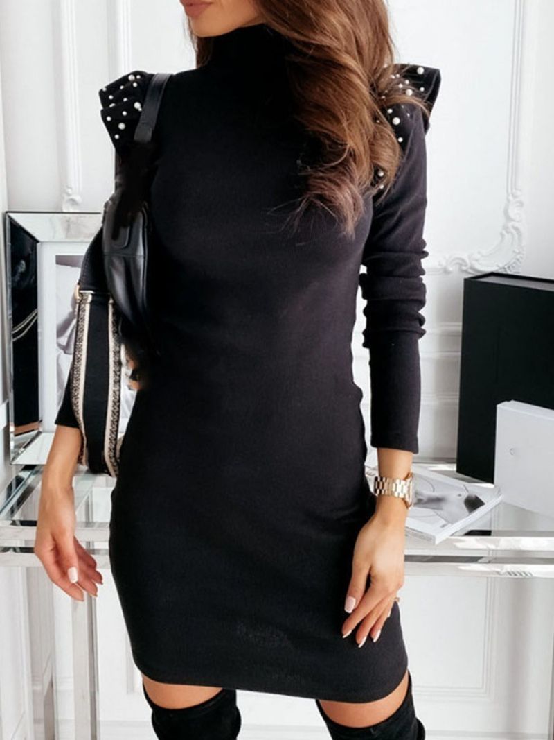Zimní Šaty Bodycon S Dlouhým Rukávem Nad Kolena