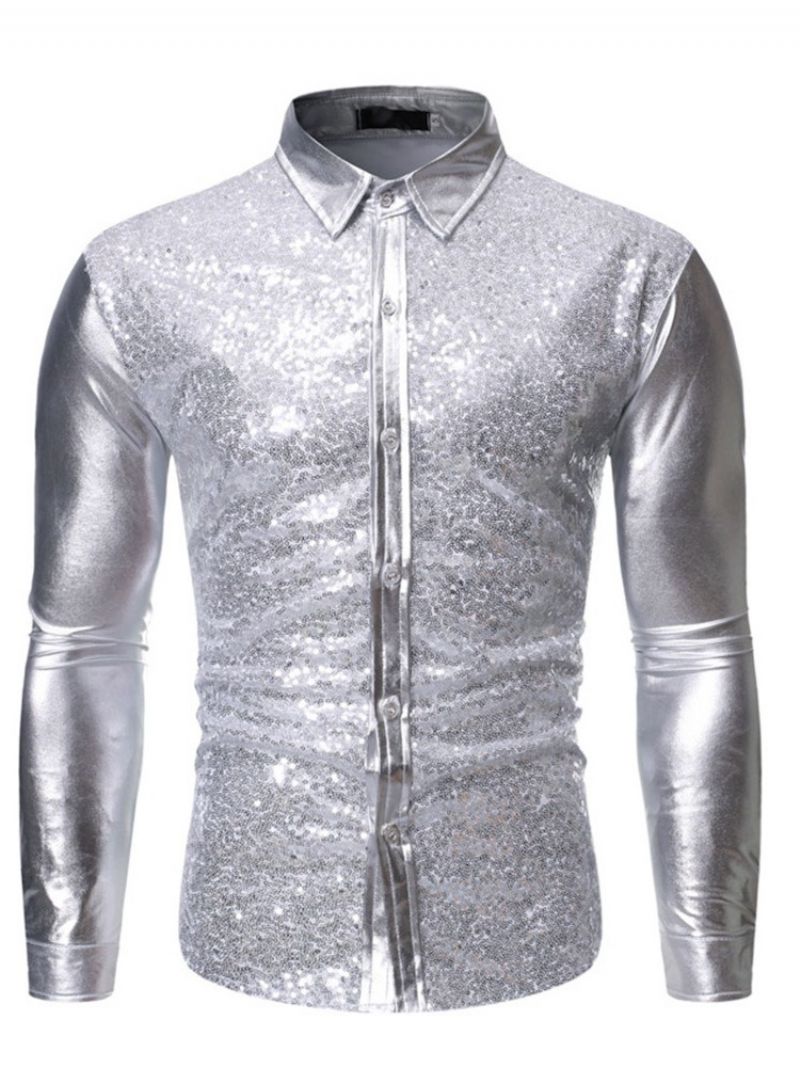 Jednořadá Jarní Pánská Košile Lapel Plain Button