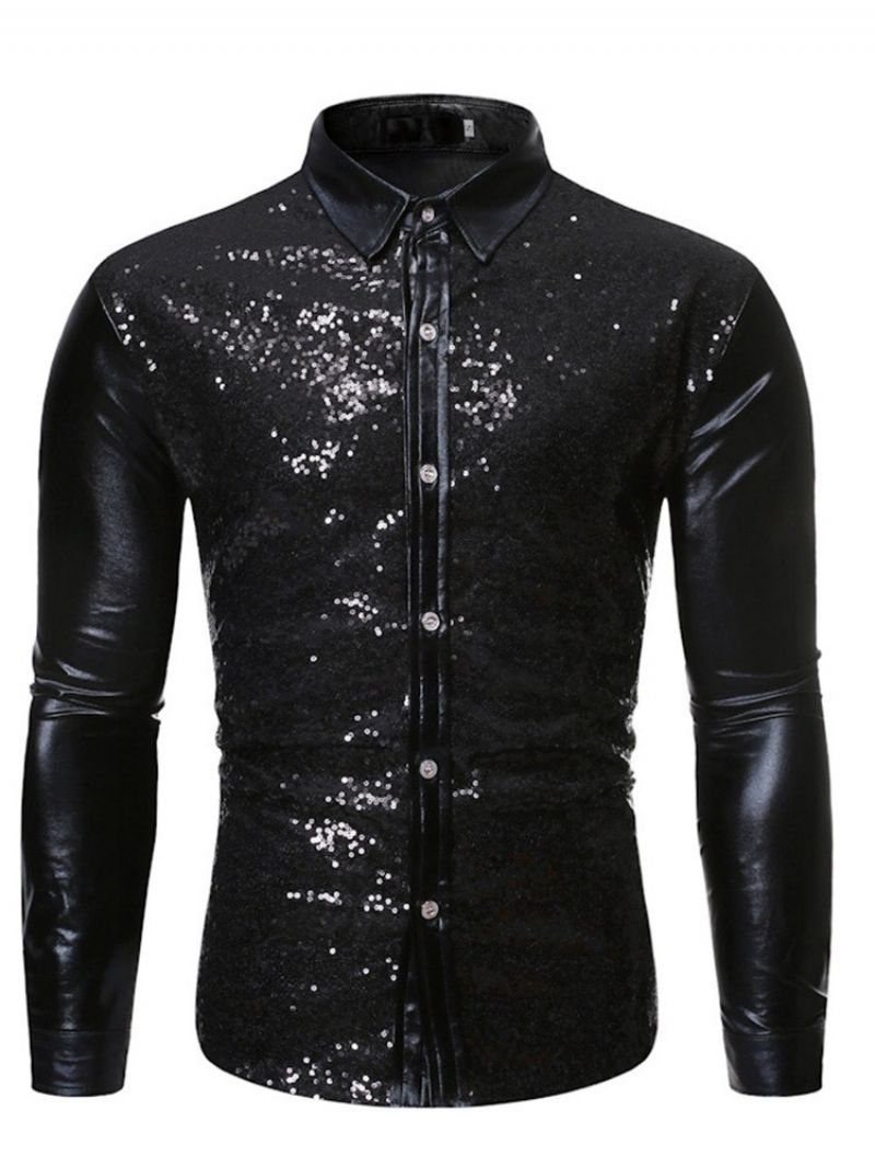 Jednořadá Jarní Pánská Košile Lapel Plain Button