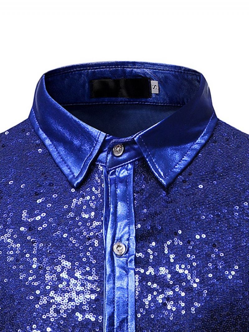 Jednořadá Jarní Pánská Košile Lapel Plain Button