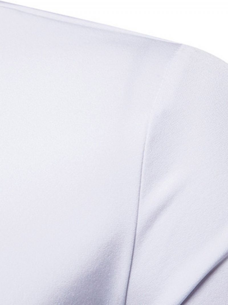 Slim Jednořadá Pánská Košile Ol Plain Stand Collar