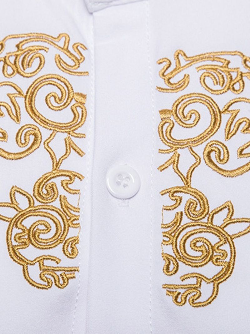 Slim Jednořadá Pánská Košile Ol Plain Stand Collar