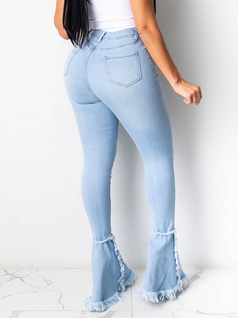 Jednoduché Dámské Džíny Bellbottoms Se Střapcem Na Zip
