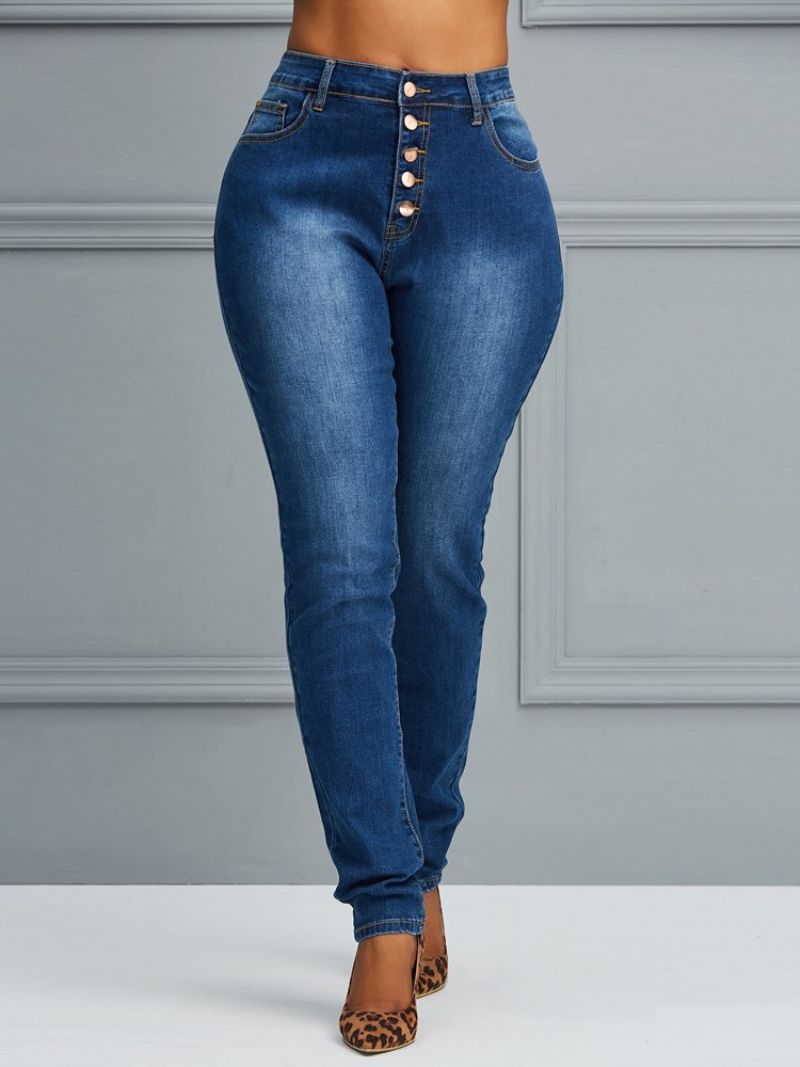 Knoflík Skinny Plain Dámské Džíny