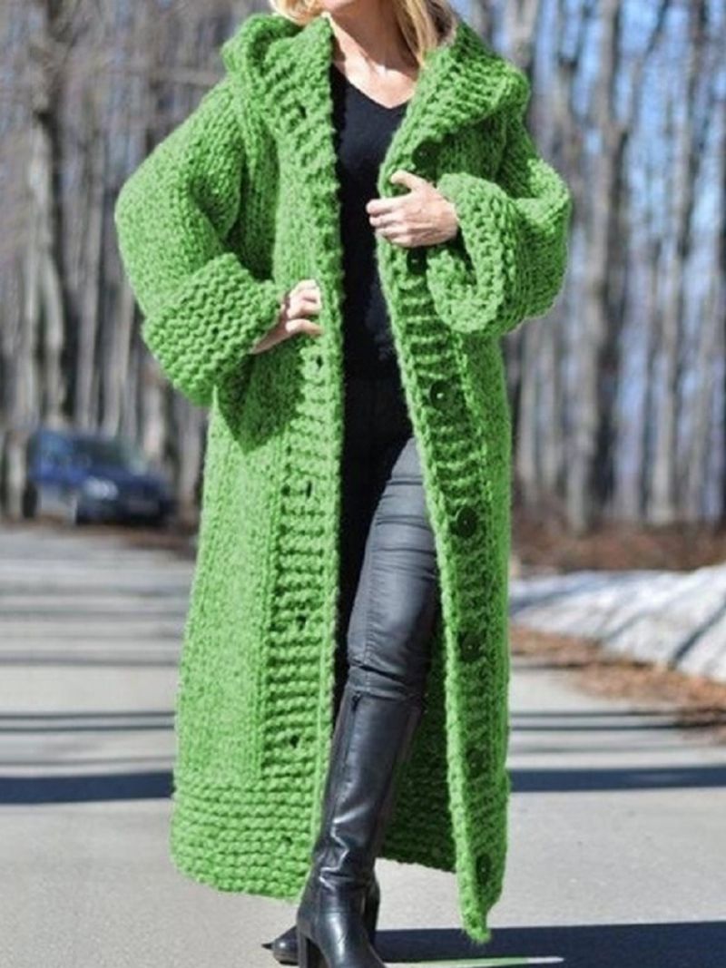 Knoflík Jednořadý Běžný Volný Dlouhý Svetr Cardigan