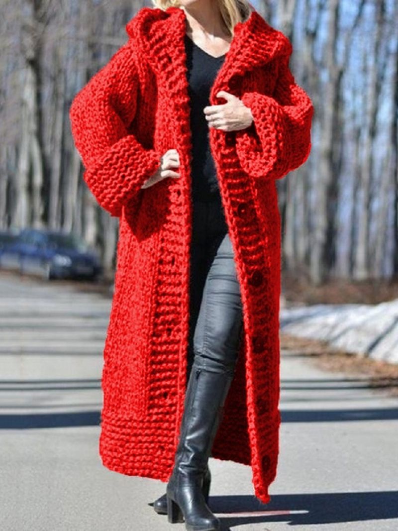 Knoflík Jednořadý Běžný Volný Dlouhý Svetr Cardigan