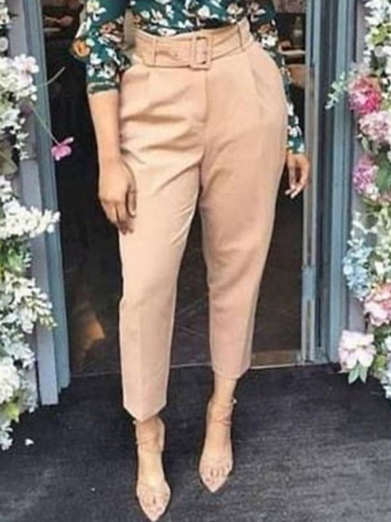Dámské Ležérní Kalhoty Slim Plain Pencil Pants S Vysokým Pasem