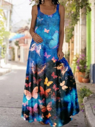 Patchworkový Pulovr Pro Zvířata Bez Rukávů Dlouhý Až Na Podlahu Maxi Šaty Plus Size