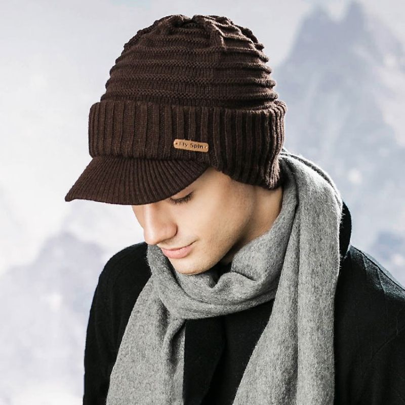 Teplý Pánský Klobouk Thicken Pure Color S Krátkým Okrajem