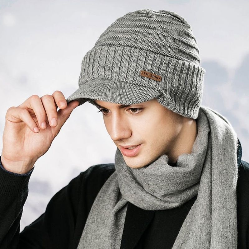 Teplý Pánský Klobouk Thicken Pure Color S Krátkým Okrajem