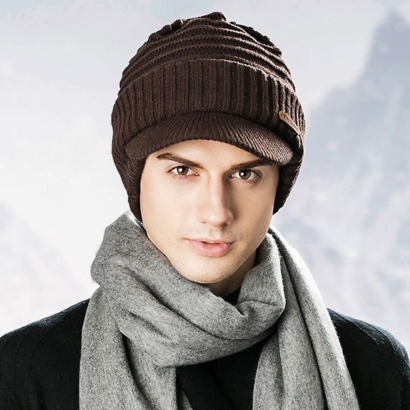 Teplý Pánský Klobouk Thicken Pure Color S Krátkým Okrajem