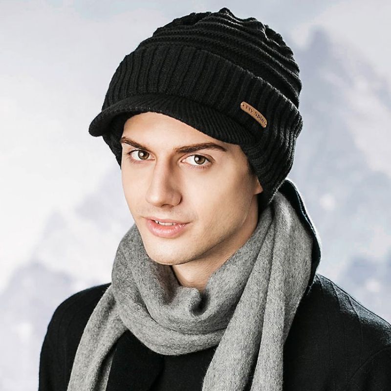 Teplý Pánský Klobouk Thicken Pure Color S Krátkým Okrajem
