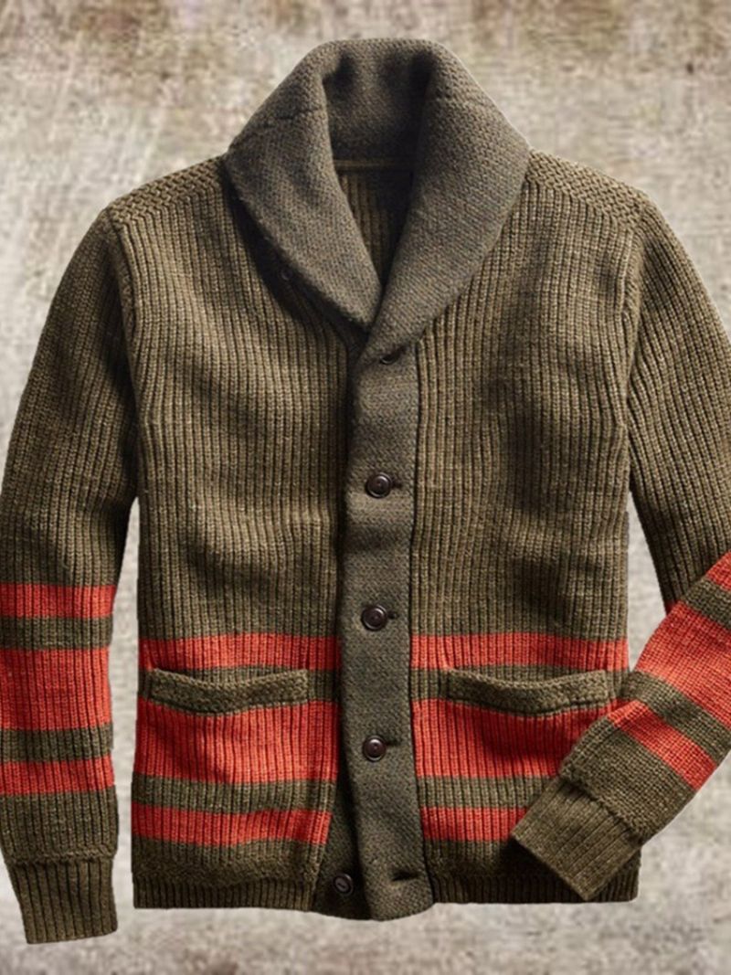 Jednořadý Rovný Pánský Svetr Pocket Standard Lapel