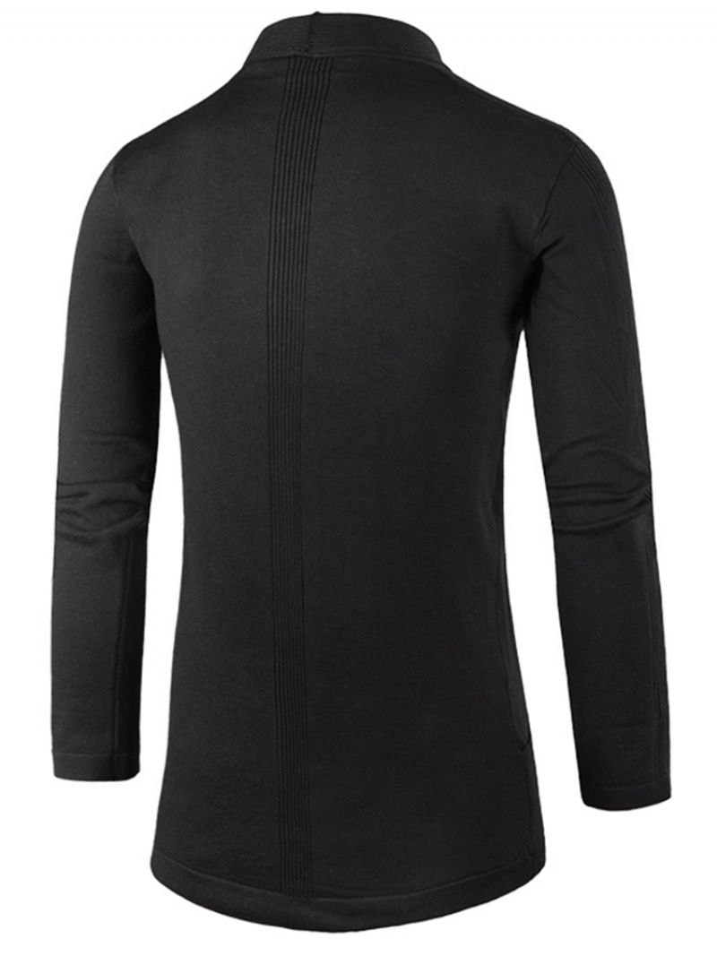 Pánský Svetr Cardigan Slim Střední Délky S Klopou