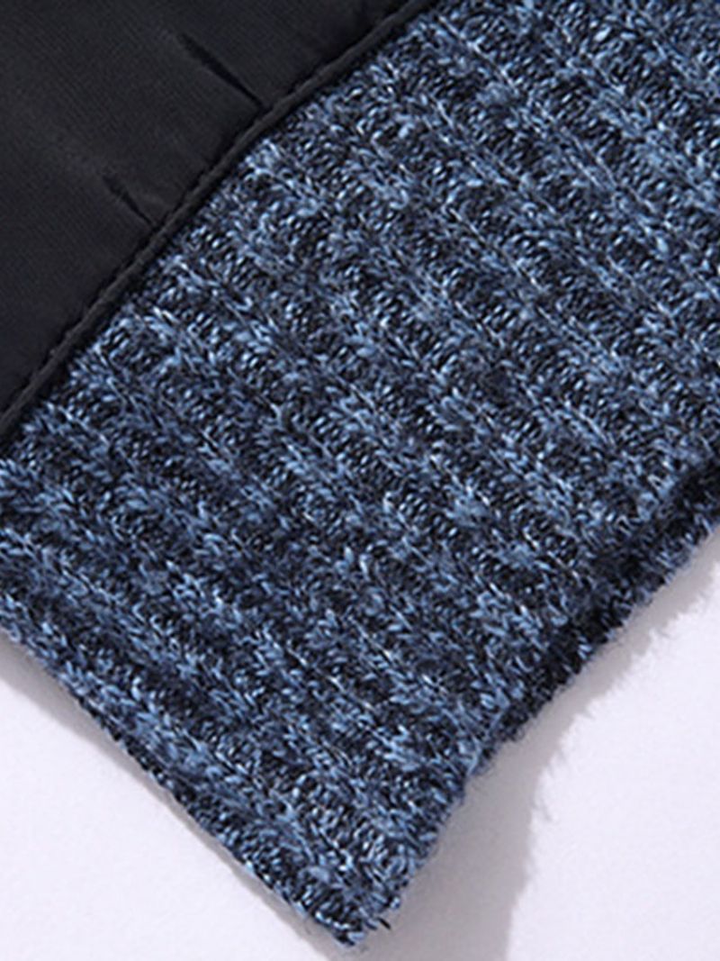 Stand Collar Standard Patchwork Slim Zimní Svetr
