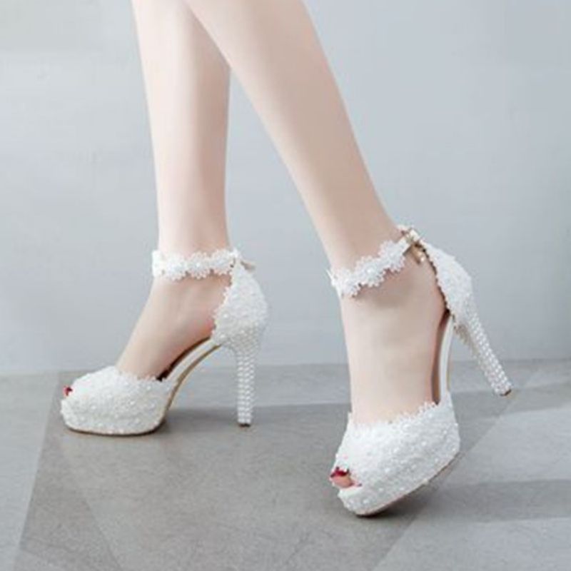 Sandály S Aplikací Peep Toe Line-style Zakrývající Patu