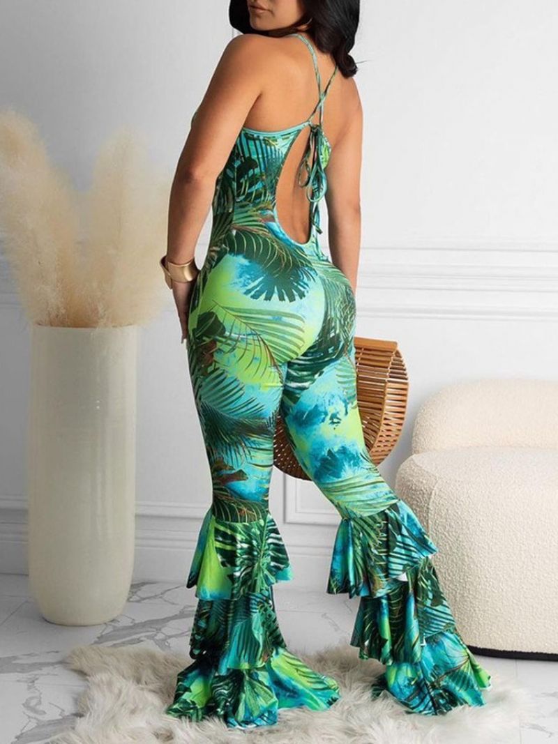 Dámská Kombinéza Plant Full Length Patchwork Slim Bellbottoms