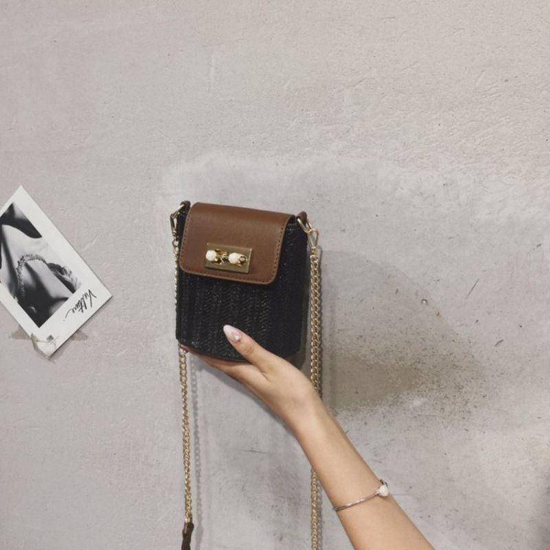 Crossbody Kabelky Patchwork Chain Grass Rectangle