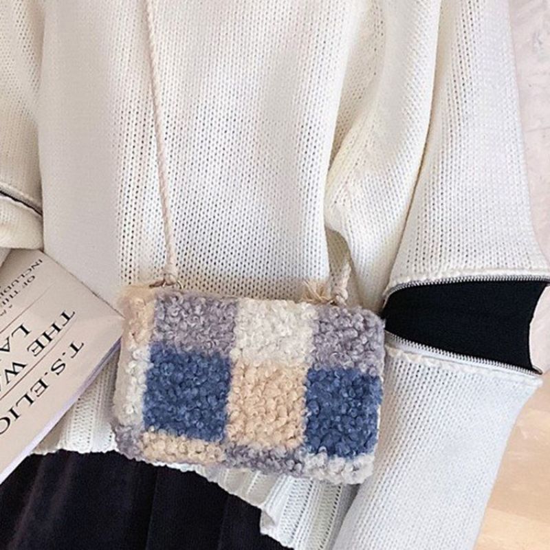 Crossbody Kabelky Z Vlněné Směsi Kostkovaného Patchworku